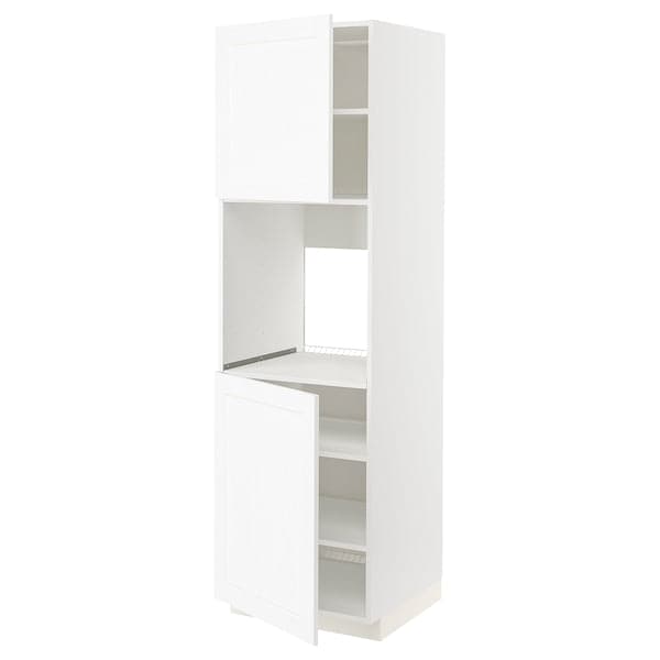 METOD - High cab f oven w 2 doors/shelves, white Enköping/white wood effect, 60x60x200 cm - best price from Maltashopper.com 49473540