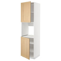 METOD high cab f oven w 2 doors/shelves, white/Forsbacka oak, 60x60x220 cm
