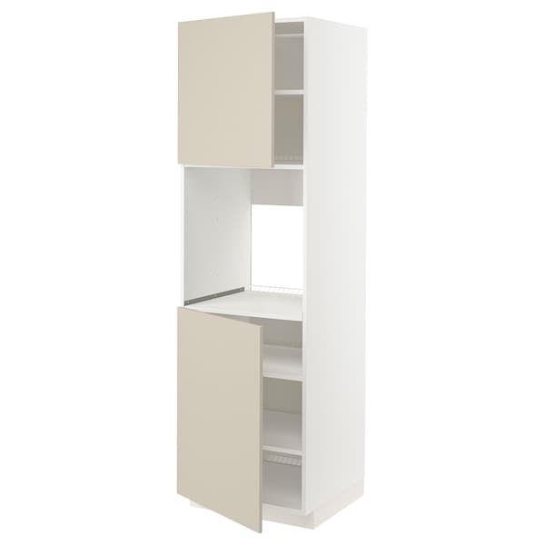 Ikea METOD - High cab f oven w 2 doors/shelves, white/Havstorp beige, 60x60x200 cm