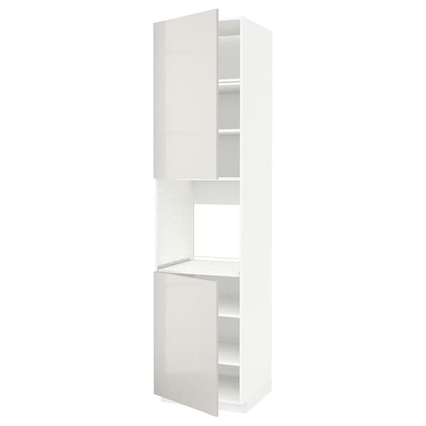 Ikea METOD - High cab f oven w 2 doors/shelves, white/Ringhult light grey, 60x60x240 cm