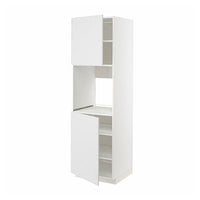 METOD high cab f oven w 2 doors/shelves, white/Stensund white, 60x60x200 cm