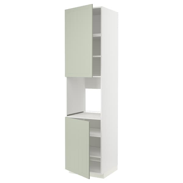 Ikea METOD - High cab f oven w 2 doors/shelves, white/Stensund light green, 60x60x240 cm