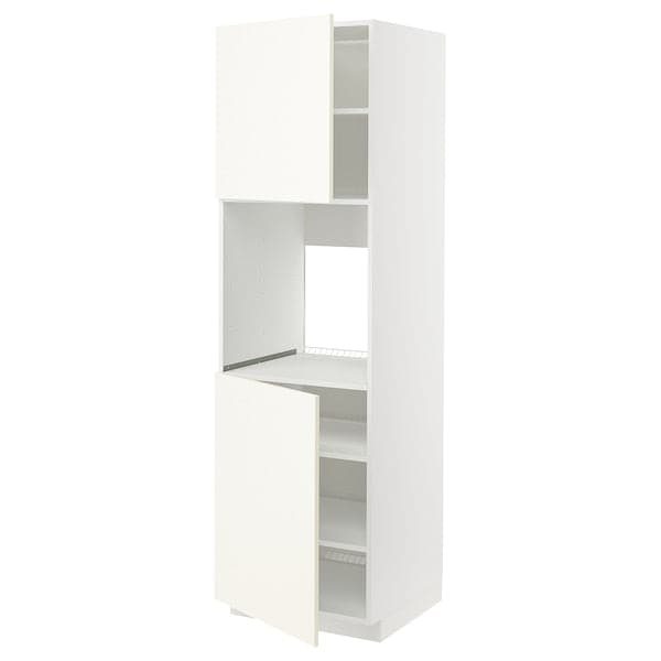 Ikea METOD - High cab f oven w 2 doors/shelves, white/Vallstena white, 60x60x200 cm