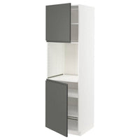 METOD high cab f oven w 2 doors/shelves, white/Voxtorp dark grey, 60x60x200 cm