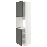 METOD high cab f oven w 2 doors/shelves, white/Voxtorp dark grey, 60x60x220 cm