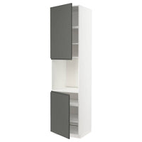 METOD high cab f oven w 2 doors/shelves, white/Voxtorp dark grey, 60x60x240 cm