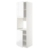 METOD high cab f oven w 2 doors/shelves, white/Voxtorp high-gloss/white, 60x60x220 cm