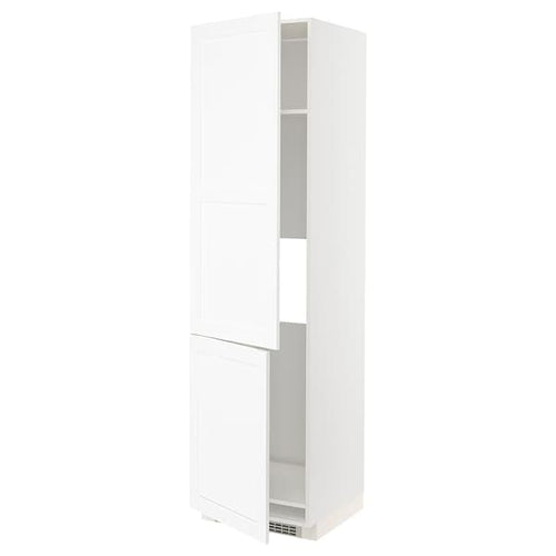 METOD - High cab f fridge/freezer w 2 doors, white Enköping/white wood effect, 60x60x220 cm