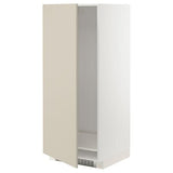 METOD high cabinet for fridge/freezer, white/Havstorp beige, 60x60x140 cm