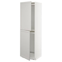 METOD high cabinet for fridge/freezer, white/Lerhyttan light grey, 60x60x200 cm