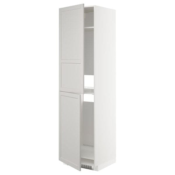 METOD - High cabinet for fridge/freezer, white/Lerhyttan light grey, 60x60x220 cm - best price from Maltashopper.com 49274461
