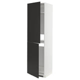 METOD high cabinet for fridge/freezer, white/Nickebo matt anthracite, 60x60x220 cm
