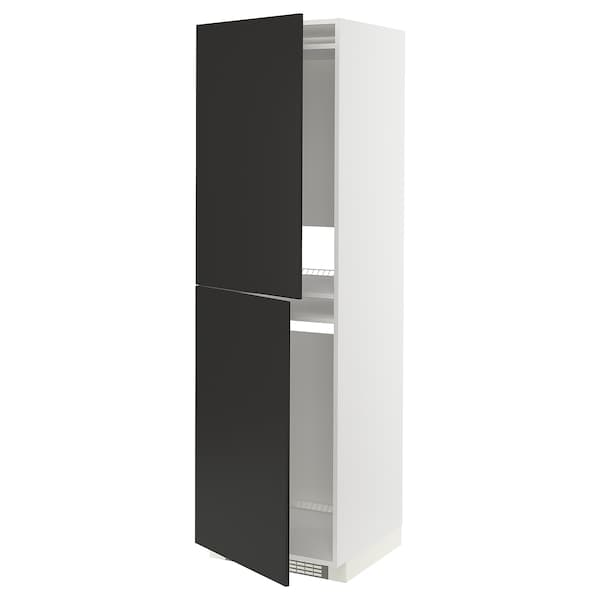 Ikea METOD - High cabinet for fridge/freezer, white/Nickebo matt anthracite , 60x60x200 cm