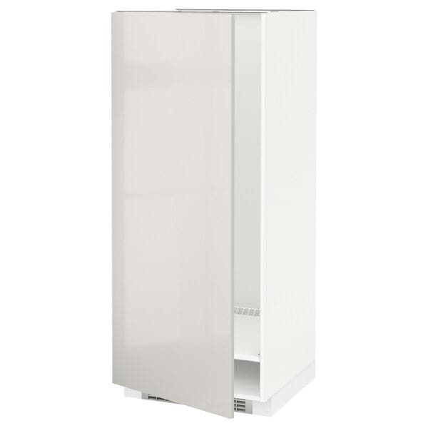 Ikea METOD - High cabinet for fridge/freezer, white/Ringhult light grey, 60x60x140 cm