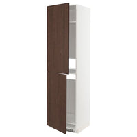 METOD high cabinet for fridge/freezer, white/Sinarp brown, 60x60x220 cm