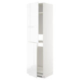 METOD high cabinet for fridge/freezer, white/Voxtorp high-gloss/white, 60x60x220 cm