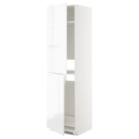 METOD high cabinet for fridge/freezer, white/Voxtorp high-gloss/white, 60x60x220 cm
