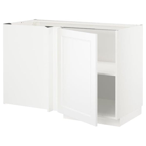 METOD - Corner base cabinet with shelf, white/Axstad matt white, 128x68 cm