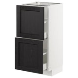 METOD base cabinet with 2 drawers, white/Lerhyttan black stained, 40x37 cm