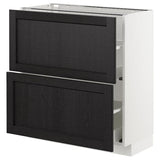 METOD base cabinet with 2 drawers, white/Lerhyttan black stained, 80x37 cm