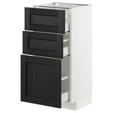 METOD base cabinet with 3 drawers, white/Lerhyttan black stained, 40x37 cm