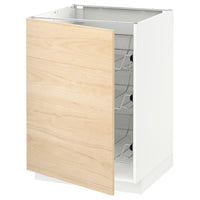 METOD base cabinet with wire baskets, white/Askersund light ash effect, 60x60 cm