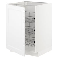 METOD base cabinet with wire baskets, white/Axstad matt white, 60x60 cm
