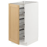 METOD base cabinet with wire baskets, white/Forsbacka oak, 40x60 cm