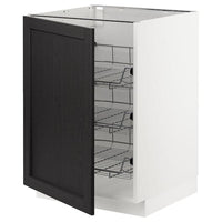 METOD base cabinet with wire baskets, white/Lerhyttan black stained, 60x60 cm