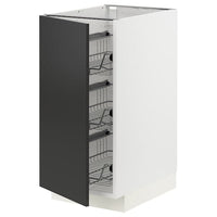 METOD base cabinet with wire baskets, white/Nickebo matt anthracite, 40x60 cm
