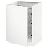 METOD base cabinet with wire baskets, white/Voxtorp matt white, 60x60 cm