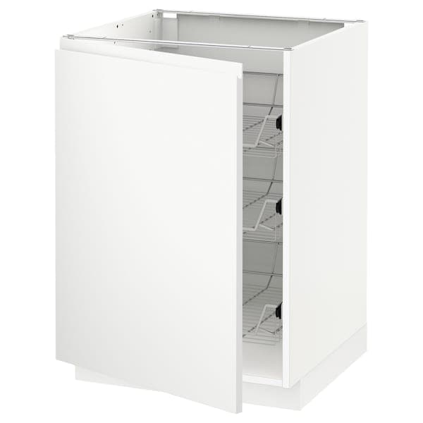 Ikea METOD - Base cabinet with wire baskets, white/Voxtorp matt white , 60x60 cm
