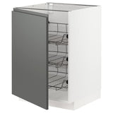 METOD base cabinet with wire baskets, white/Voxtorp dark grey, 60x60 cm