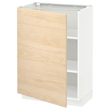 METOD base cabinet with shelves, white/Askersund light ash effect, 60x37 cm