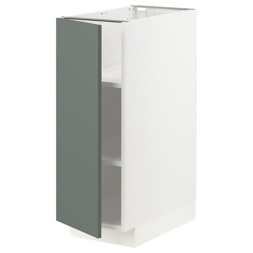 METOD - Base cabinet with shelves, white/Bodarp grey-green, 30x60 cm