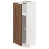 METOD base cabinet with shelves, white Enköping/brown walnut effect, 30x37 cm