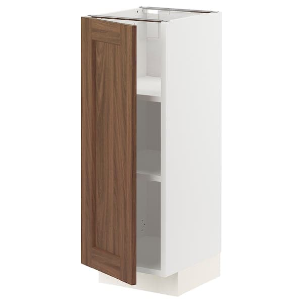 Ikea METOD - Base cabinet with shelves, white Enköping/brown walnut effect, 30x37 cm