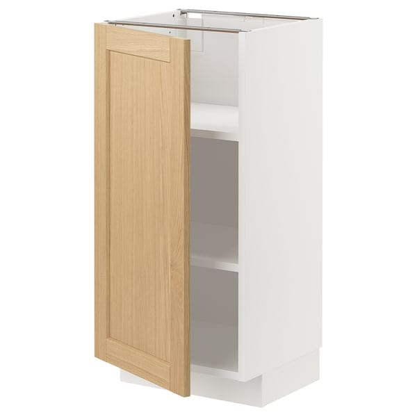 Ikea METOD - Base cabinet with shelves, white/Forsbacka oak, 40x37 cm