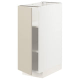 METOD base cabinet with shelves, white/Havstorp beige, 30x60 cm