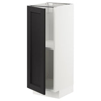 METOD base cabinet with shelves, white/Lerhyttan black stained, 30x37 cm