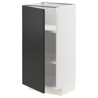 METOD base cabinet with shelves, white/Nickebo matt anthracite, 40x37 cm