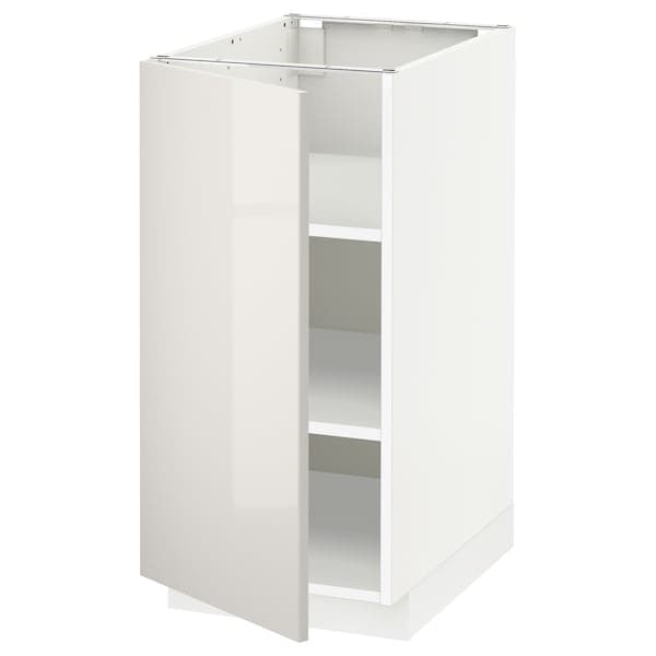 METOD - Base cabinet with shelves, white/Ringhult light grey, 40x60 cm - best price from Maltashopper.com 09468239