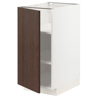 METOD base cabinet with shelves, white/Sinarp brown, 40x60 cm