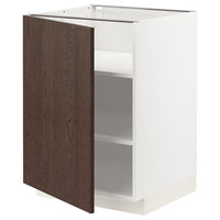 METOD base cabinet with shelves, white/Sinarp brown, 60x60 cm