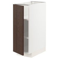 METOD base cabinet with shelves, white/Sinarp brown, 30x60 cm