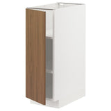 METOD base cabinet with shelves, white/Tistorp brown walnut effect, 30x60 cm