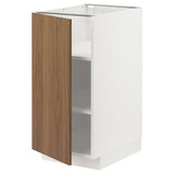 METOD base cabinet with shelves, white/Tistorp brown walnut effect, 40x60 cm