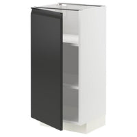 METOD base cabinet with shelves, white/Upplöv matt anthracite, 40x37 cm