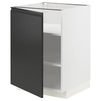 METOD base cabinet with shelves, white/Upplöv matt anthracite, 60x60 cm
