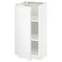 METOD base cabinet with shelves, white/Voxtorp matt white, 40x37 cm